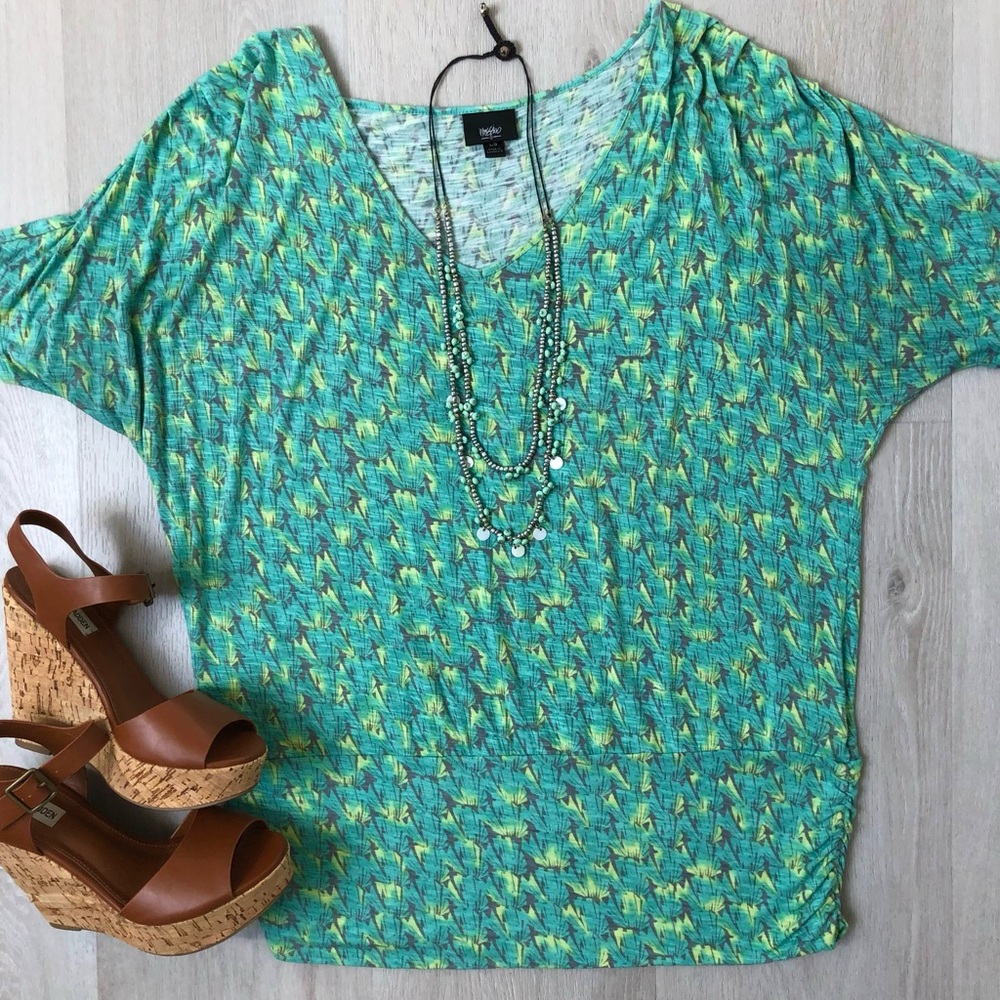 Mossimo Pretty Green Slouchy Boho Top Size Large